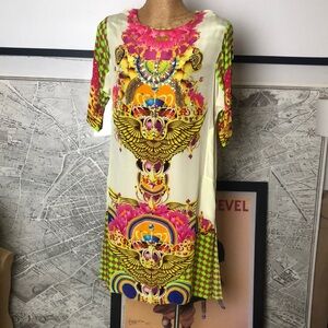 MANISH ARORA Vibrant Multicolor Graphic Silk Dress tunic Size M